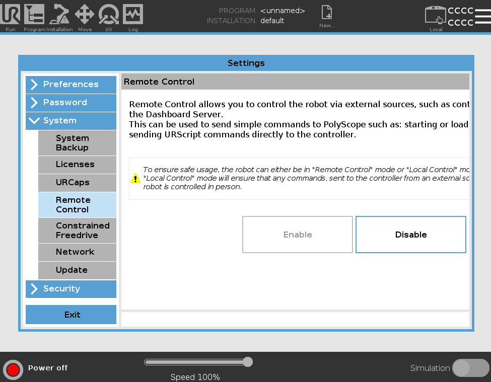 Enable remote control